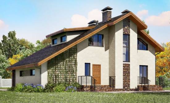 180-008-П Проект двухэтажного дома с мансардой, гараж, классический домик из блока Омск | Проекты домов от House Expert