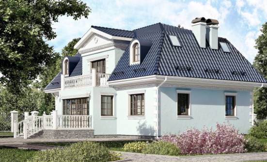 210-004-Л Проект двухэтажного дома с мансардой, средний загородный дом из блока Омск | Проекты домов от House Expert