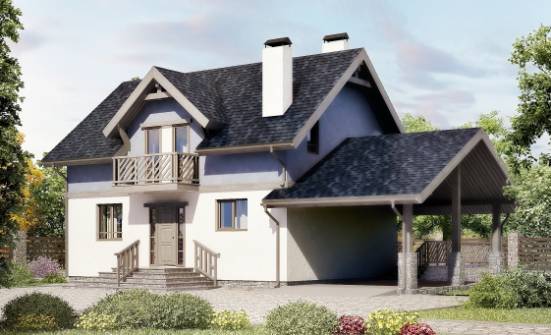 150-011-П Проект двухэтажного дома с мансардой и гаражом, компактный дом из твинблока Омск | Проекты домов от House Expert