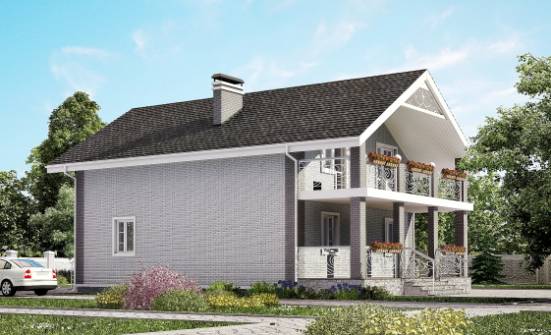 150-007-П Проект двухэтажного дома мансардой, классический коттедж из арболита Омск | Проекты домов от House Expert