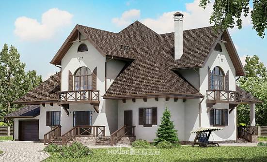 350-001-Л Проект двухэтажного дома с мансардным этажом и гаражом, огромный дом из бризолита Омск | Проекты домов от House Expert