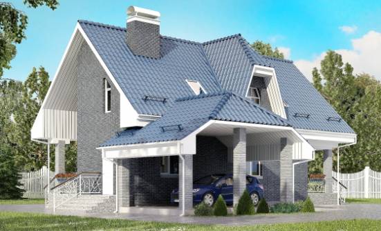 125-002-Л Проект двухэтажного дома с мансардой, гараж, доступный дом из бризолита Омск | Проекты домов от House Expert