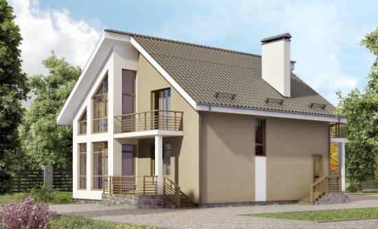 170-006-Л Проект двухэтажного дома мансардой, простой загородный дом из блока Омск | Проекты домов от House Expert