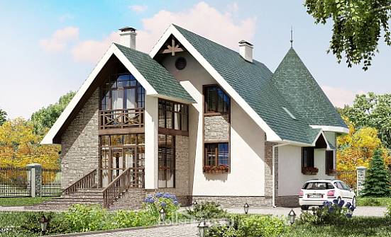 170-003-Л Проект двухэтажного дома мансардный этаж, современный дом из бризолита Омск | Проекты домов от House Expert