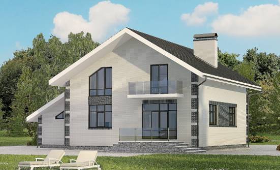 180-001-П Проект двухэтажного дома мансардный этаж и гаражом, уютный домик из поризованных блоков Омск | Проекты домов от House Expert