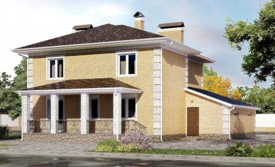 220-006-Л Проект двухэтажного дома и гаражом, просторный дом из газобетона Омск | Проекты домов от House Expert