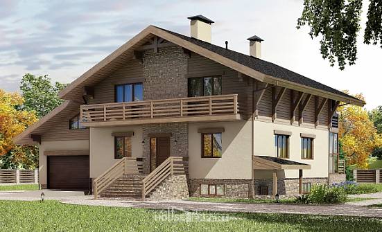 420-001-Л Проект трехэтажного дома с мансардой, гараж, классический коттедж из кирпича Омск | Проекты домов от House Expert