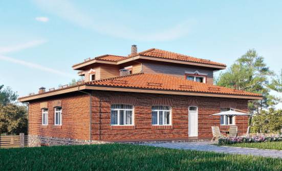 380-002-Л Проект трехэтажного дома и гаражом, просторный коттедж из кирпича Омск | Проекты домов от House Expert