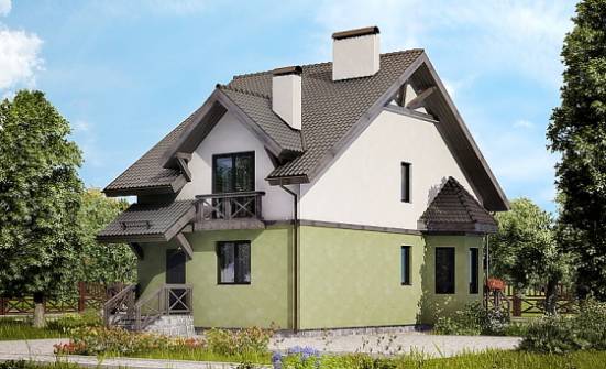 120-003-П Проект двухэтажного дома мансардный этаж, небольшой коттедж из газобетона Омск | Проекты домов от House Expert