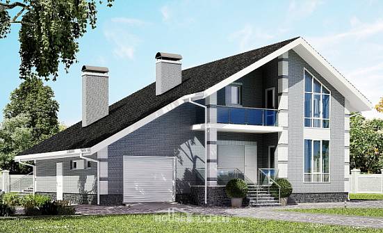 190-006-Л Проект двухэтажного дома с мансардой, гараж, просторный коттедж из твинблока Омск | Проекты домов от House Expert