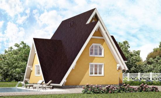 155-008-П Проект двухэтажного дома мансардой, бюджетный коттедж из бревен Омск | Проекты домов от House Expert