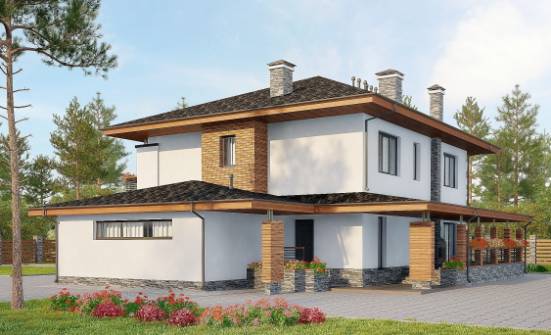 305-001-П Проект двухэтажного дома, гараж, огромный домик из пеноблока Омск | Проекты домов от House Expert