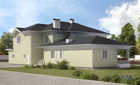 410-002-Л Проект двухэтажного дома, гараж, классический дом из твинблока Омск | Проекты домов от House Expert