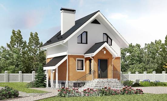 100-005-Л Проект трехэтажного дома с мансардным этажом, небольшой коттедж из блока Омск | Проекты домов от House Expert