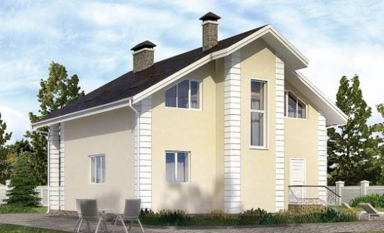 150-002-Л Проект двухэтажного дома с мансардным этажом и гаражом, уютный домик из газобетона Омск | Проекты домов от House Expert