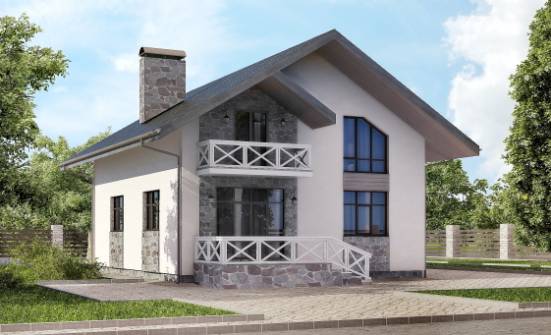 155-001-Л Проект двухэтажного дома мансардный этаж и гаражом, компактный загородный дом из арболита Омск | Проекты домов от House Expert