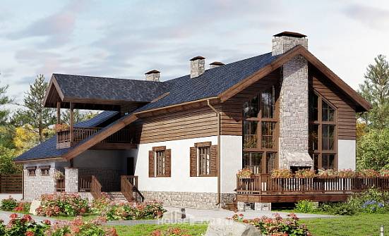 240-002-Л Проект двухэтажного дома мансардный этаж и гаражом, уютный домик из пеноблока Омск | Проекты домов от House Expert
