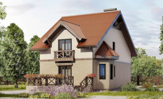 120-003-Л Проект двухэтажного дома с мансардой, скромный домик из газосиликатных блоков Омск | Проекты домов от House Expert