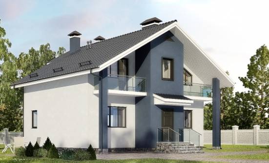 150-005-П Проект двухэтажного дома с мансардой, небольшой дом из блока Омск | Проекты домов от House Expert