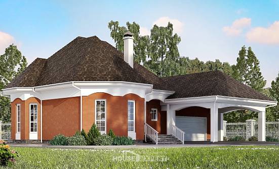 180-007-П Проект двухэтажного дома с мансардой, гараж, простой коттедж из бризолита Омск | Проекты домов от House Expert