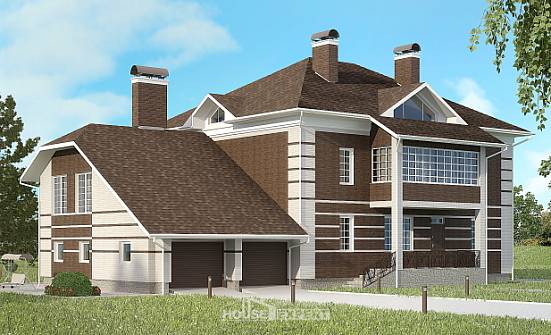 505-002-Л Проект трехэтажного дома и гаражом, красивый дом из кирпича Омск | Проекты домов от House Expert