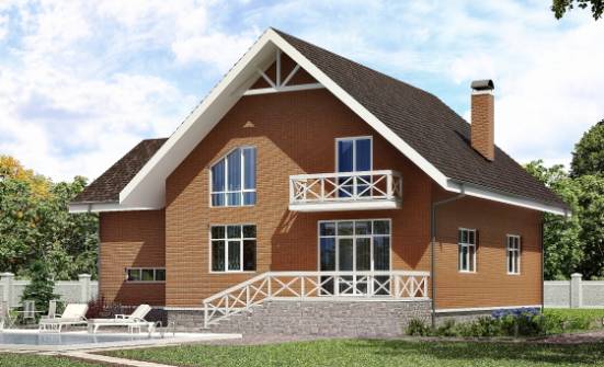 215-001-П Проект двухэтажного дома с мансардой, гараж, просторный дом из блока Омск | Проекты домов от House Expert