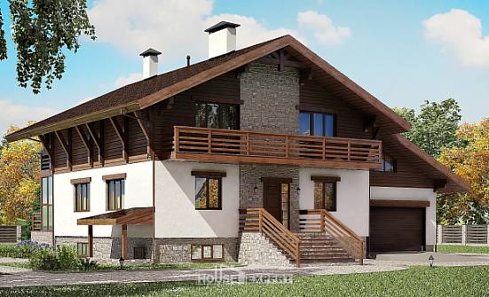 420-001-П Проект трехэтажного дома с мансардой, гараж, современный загородный дом из кирпича Омск | Проекты домов от House Expert