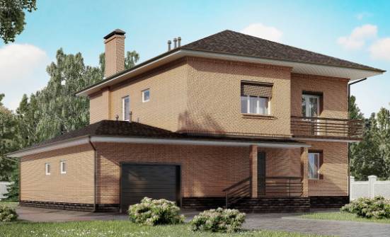 245-003-Л Проект двухэтажного дома, гараж, красивый дом из кирпича Омск | Проекты домов от House Expert