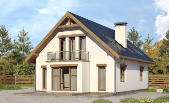 155-012-П Проект двухэтажного дома с мансардой, современный домик из бризолита Омск | Проекты домов от House Expert