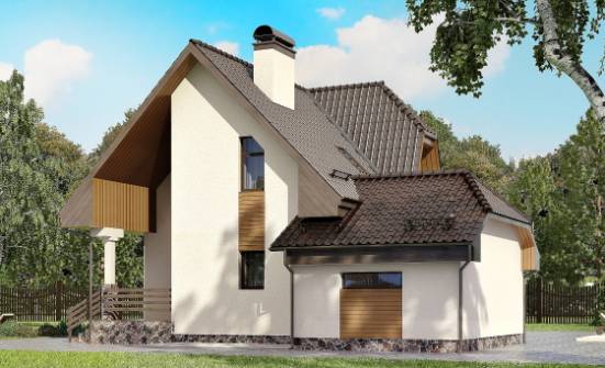 150-001-Л Проект двухэтажного дома мансардой, гараж, уютный коттедж из керамзитобетонных блоков Омск | Проекты домов от House Expert