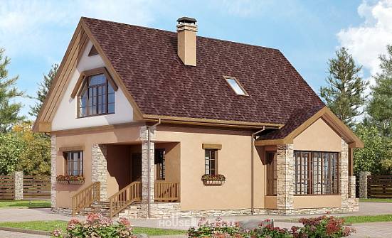 140-002-П Проект двухэтажного дома с мансардой, экономичный домик из газосиликатных блоков Омск | Проекты домов от House Expert