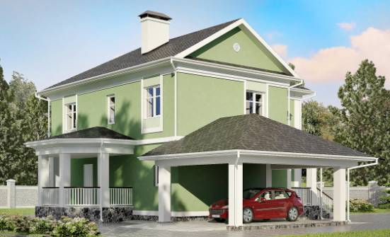 170-001-Л Проект двухэтажного дома и гаражом, экономичный дом из твинблока Омск | Проекты домов от House Expert
