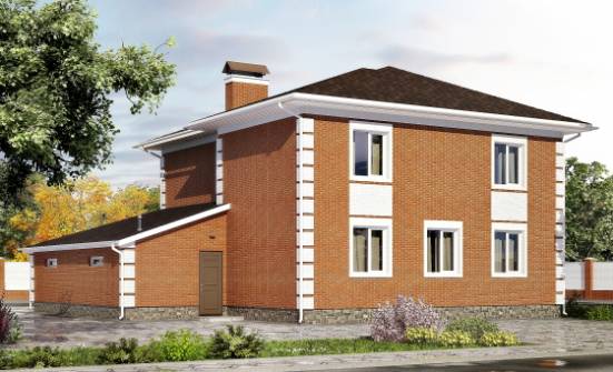 220-004-Л Проект двухэтажного дома, гараж, простой коттедж из кирпича Омск | Проекты домов от House Expert