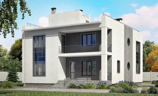 255-001-П Проект двухэтажного дома, гараж, красивый коттедж из арболита Омск | Проекты домов от House Expert