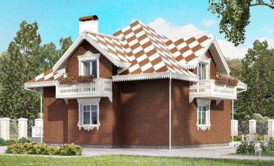 155-003-Л Проект двухэтажного дома с мансардным этажом, гараж, простой коттедж из газобетона Омск | Проекты домов от House Expert
