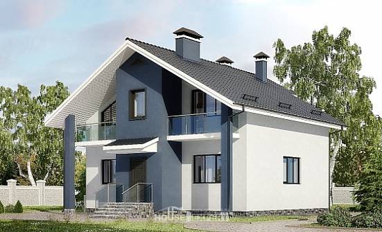 150-005-П Проект двухэтажного дома с мансардой, небольшой дом из блока Омск | Проекты домов от House Expert