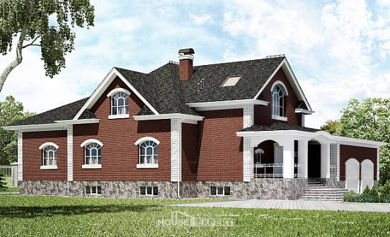 600-001-П Проект трехэтажного дома с мансардой и гаражом, классический домик из поризованных блоков Омск | Проекты домов от House Expert