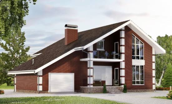 180-001-Л Проект двухэтажного дома с мансардой, гараж, бюджетный домик из твинблока Омск | Проекты домов от House Expert