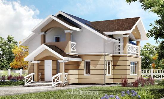155-009-П Проект двухэтажного дома с мансардой, классический домик из блока Омск | Проекты домов от House Expert