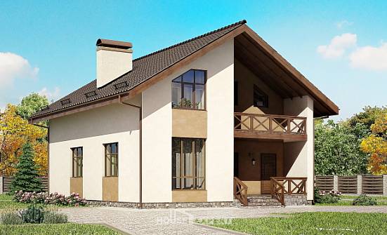 170-002-П Проект двухэтажного дома с мансардным этажом, компактный загородный дом из газобетона Омск | Проекты домов от House Expert