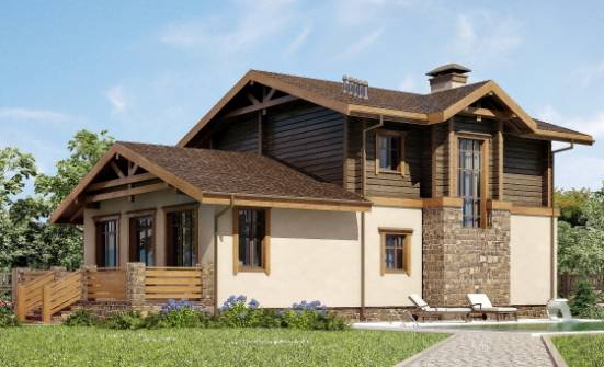 170-004-П Проект двухэтажного дома мансардой, гараж, компактный дом из бризолита из дерева Омск | Проекты домов от House Expert