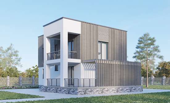 150-017-П Проект двухэтажного дома, бюджетный загородный дом из бризолита Омск | Проекты домов от House Expert