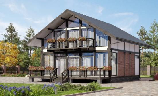 170-007-П Проект двухэтажного дома мансардный этаж, простой дом из дерева Омск | Проекты домов от House Expert