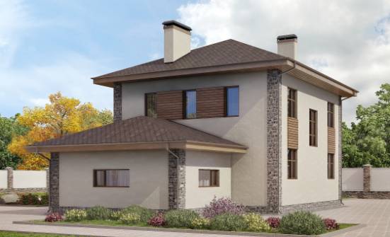185-004-П Проект двухэтажного дома и гаражом, просторный коттедж из арболита Омск | Проекты домов от House Expert