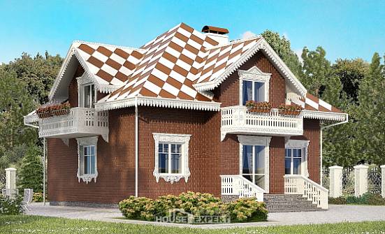 155-003-Л Проект двухэтажного дома с мансардным этажом, гараж, простой коттедж из газобетона Омск | Проекты домов от House Expert