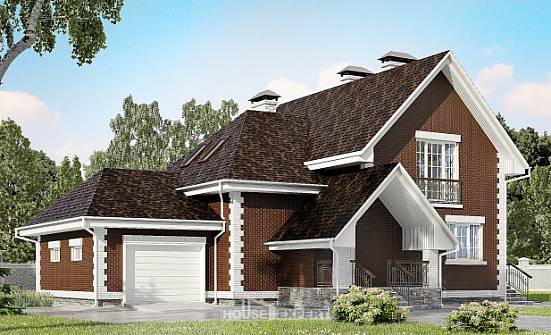 190-003-Л Проект двухэтажного дома с мансардным этажом и гаражом, уютный домик из газобетона Омск | Проекты домов от House Expert