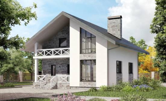 155-001-Л Проект двухэтажного дома мансардный этаж и гаражом, компактный загородный дом из арболита Омск | Проекты домов от House Expert