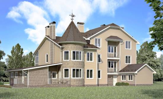555-001-Л Проект трехэтажного дома с мансардой и гаражом, классический дом из теплоблока Омск | Проекты домов от House Expert