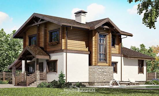 170-004-Л Проект двухэтажного дома с мансардным этажом, гараж, простой коттедж из блока из дерева Омск | Проекты домов от House Expert