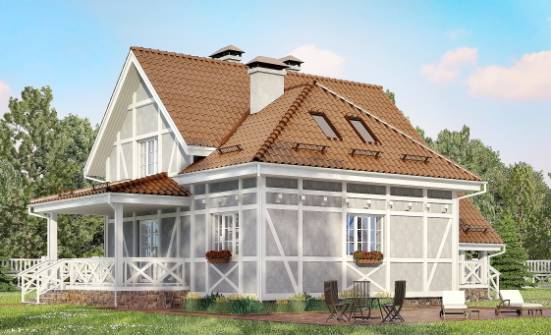 160-003-Л Проект двухэтажного дома с мансардным этажом, бюджетный коттедж из пеноблока Омск | Проекты домов от House Expert